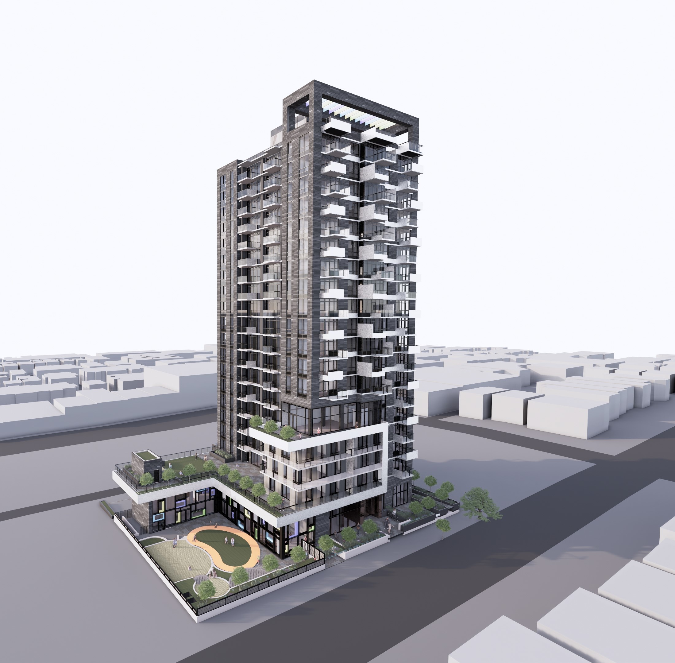 rendering of a high-density residential development in Vancouver, BC