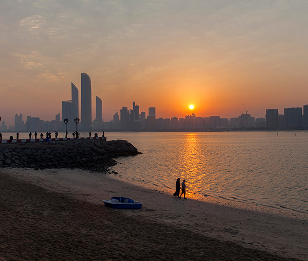 Skyline of United Arab Emirates at sunset