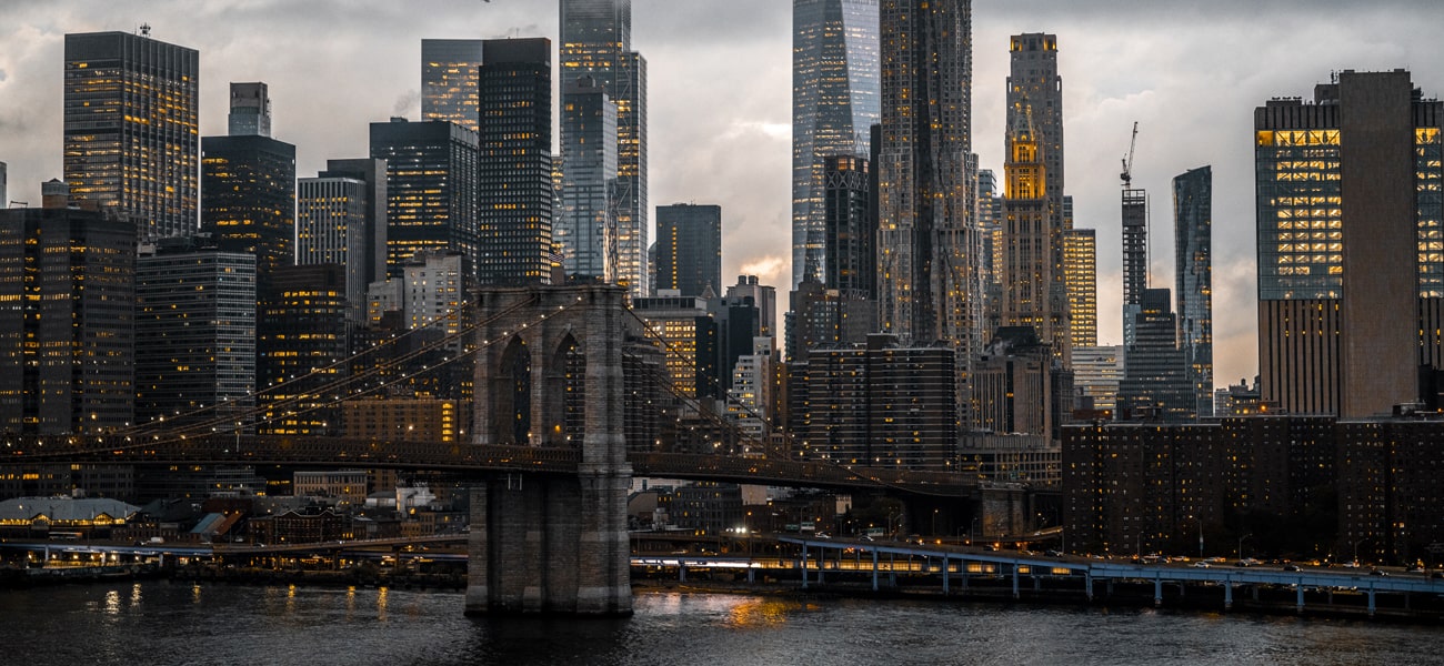 New York City skyline with commercial office, retail and multifamily properties