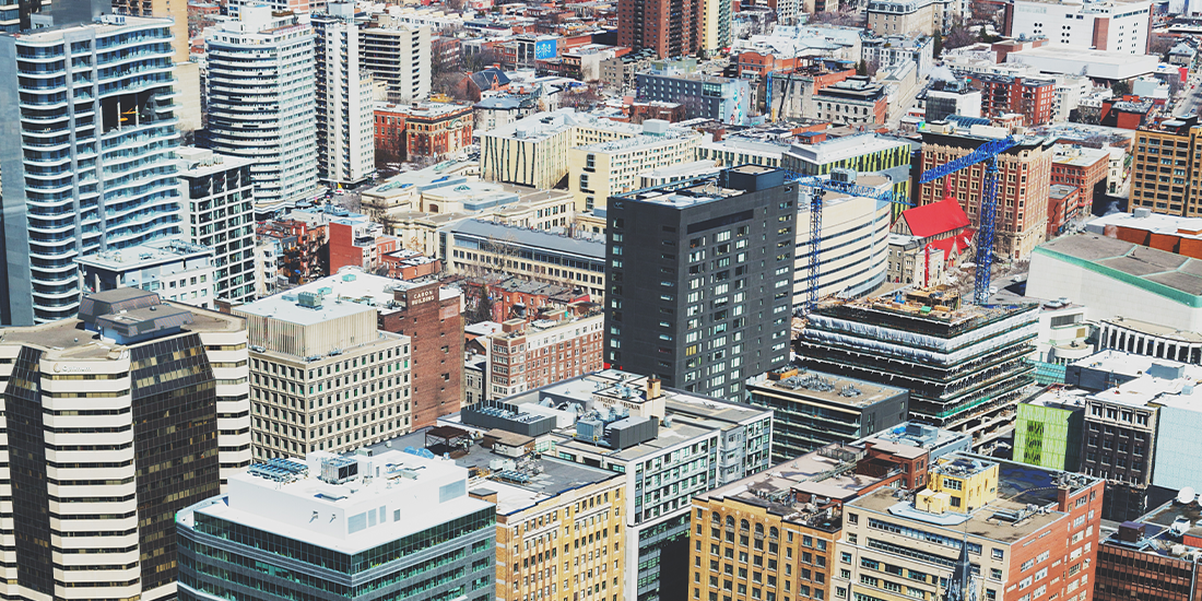 arial photo of Montreal investment properties in urban landscape