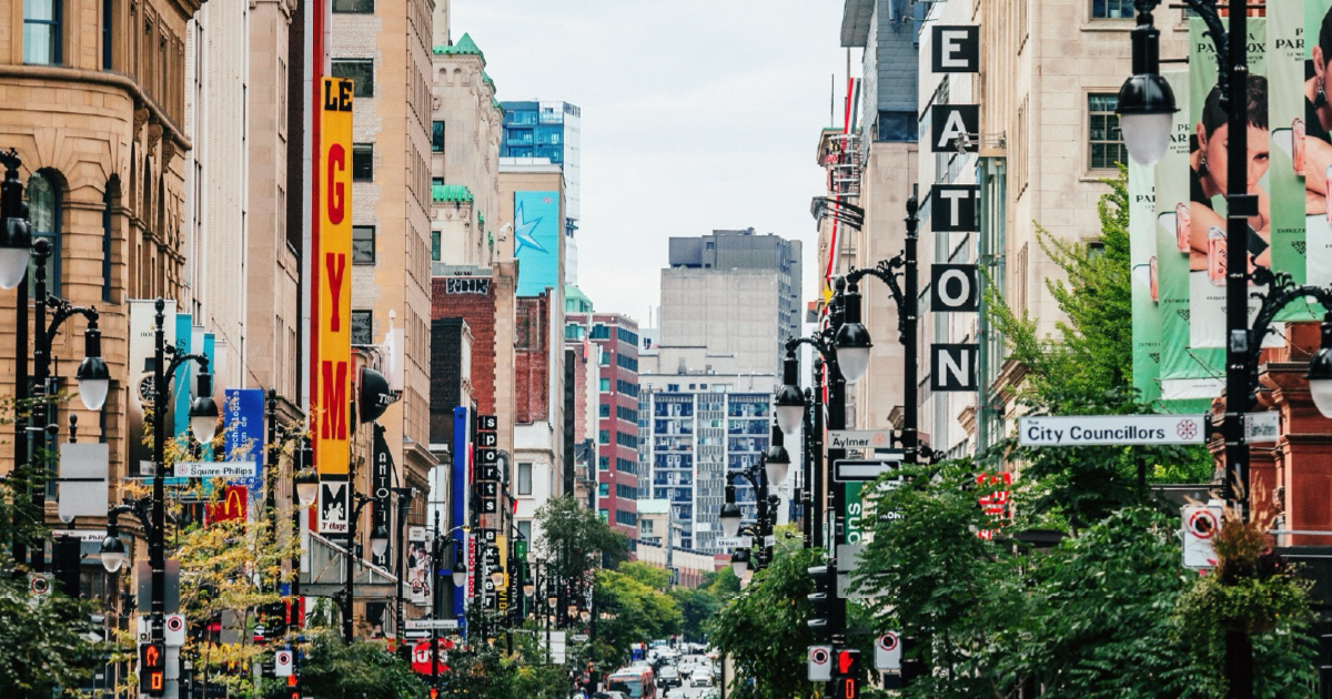Montreal retail properties lining a street