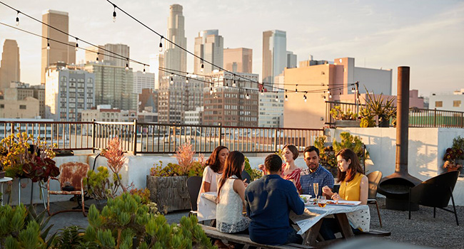 friends on a terrace in los angeles