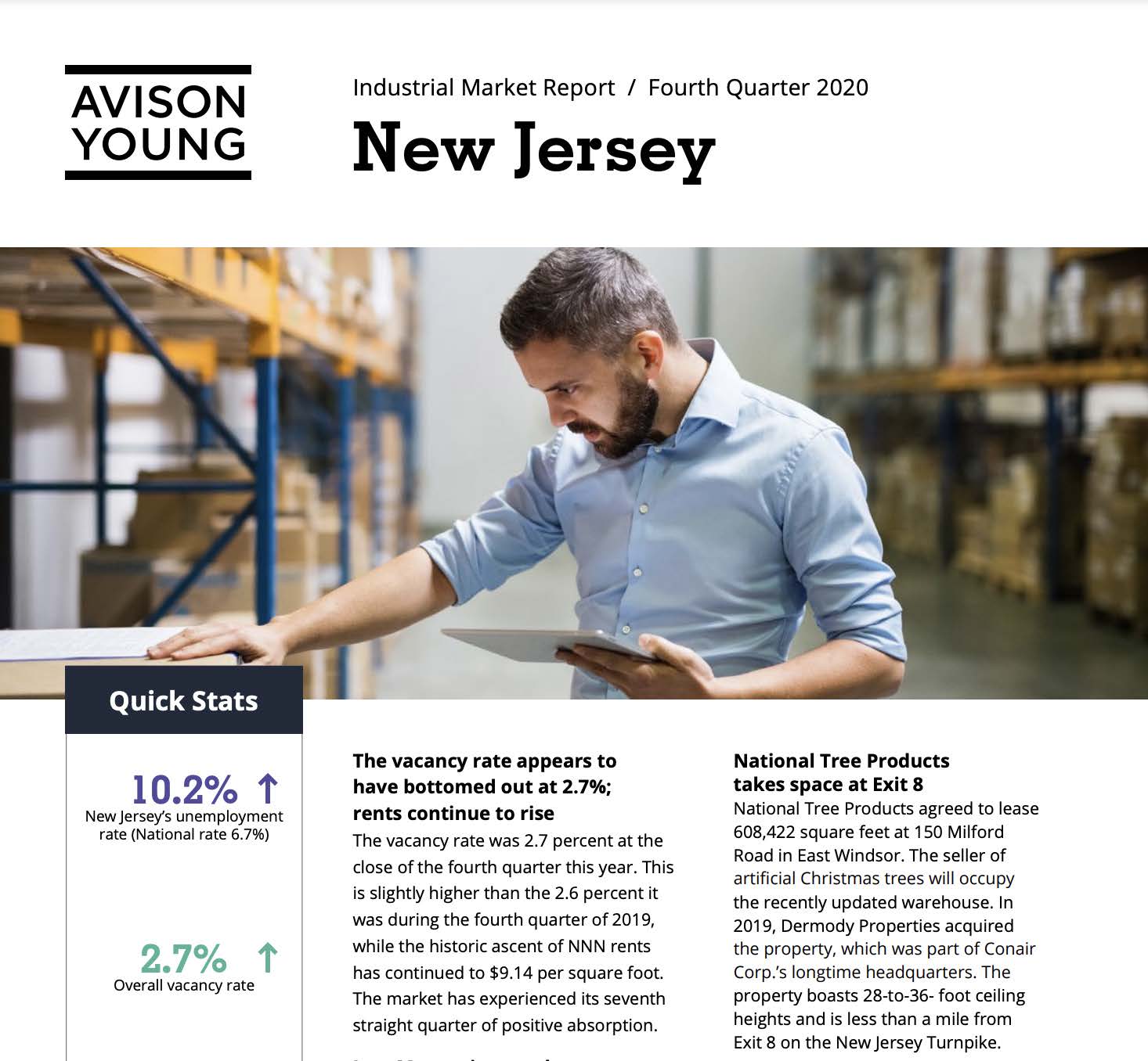 Avison Young New Jersey Fourth Quarter 2020 Industrial Market Report