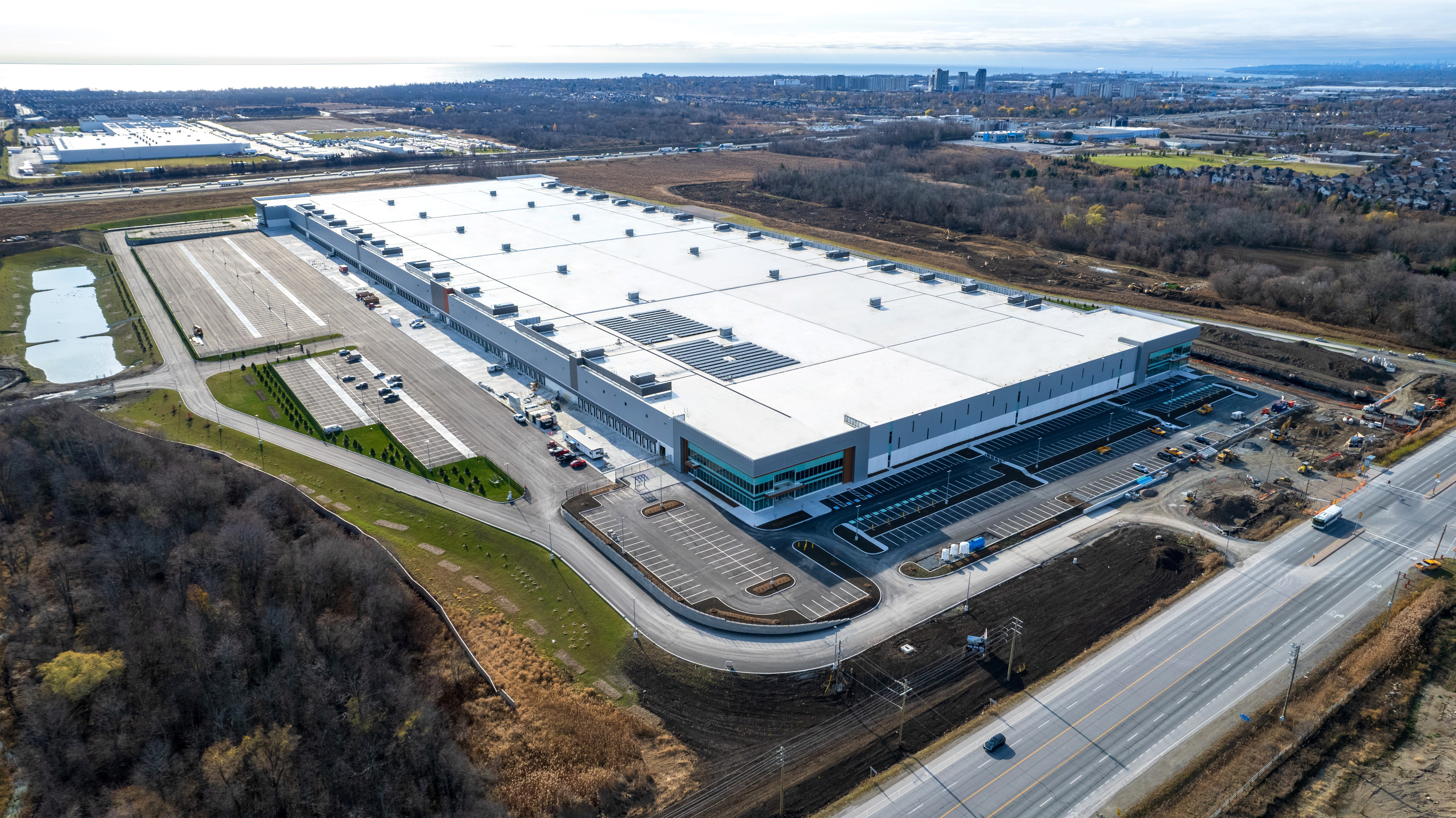 Aerial view of pure industrial Lake Ridge logistic center