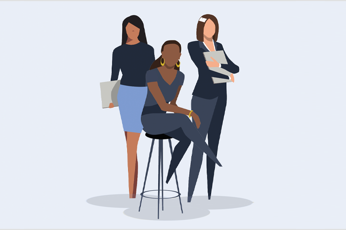 illustration of three professional women standing together
