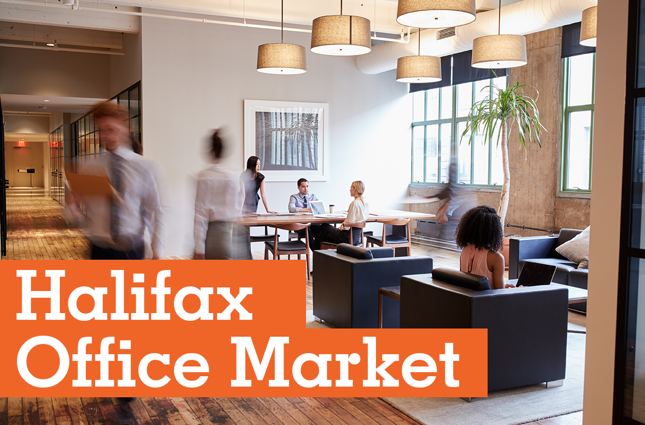 photo of an office lobby with the words Halifax Office Market overlaid