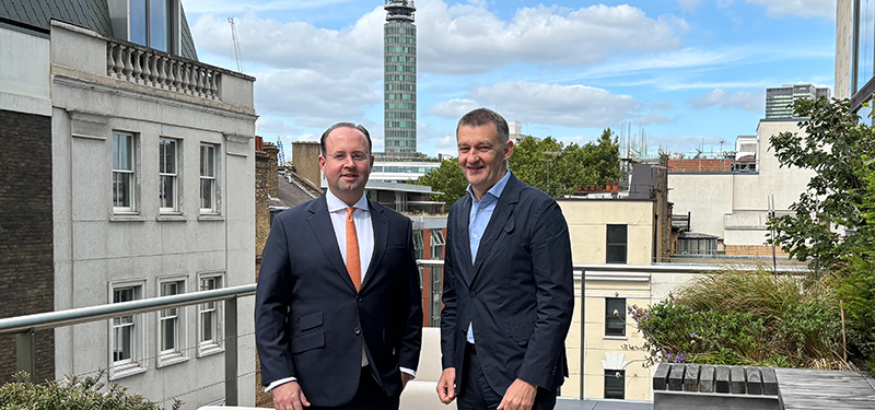 An image of Chris Pilgrim alongside Nick Walkey taken at Avison Young's London Headquarters