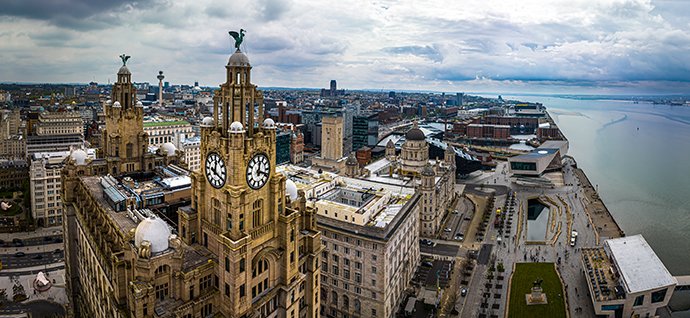 Aerial image of Liverpool's skyline